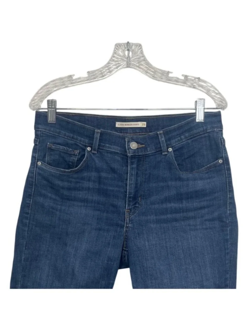 Levis Classic Bermuda Denim Shorts Womens Size 29 Dark Wash Summer